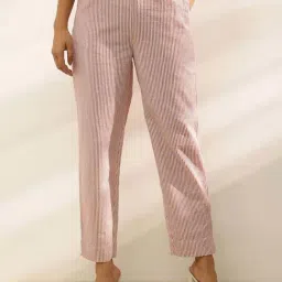 Fabindia White Striped Casual Trousers-image-85