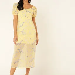 DODO & MOA Floral Print Georgette A-Line Midi Dress-image-36