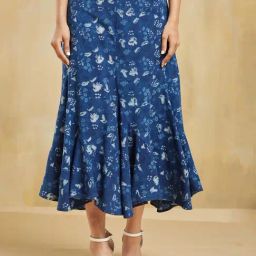 Fabindia Blue Printed Skirt-image-90