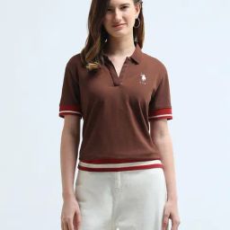U.S. Polo Assn. Brown Logo Print Polo T-Shirt-picture-17