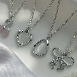 Jewelsbysirani Pack Of 4 Silver-Plated Stone-Studded Pendants With Chains-image-29