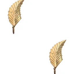 IndianShelf Gold Toned 2 Pcs Leaf Brass Wall Hooks-image-20