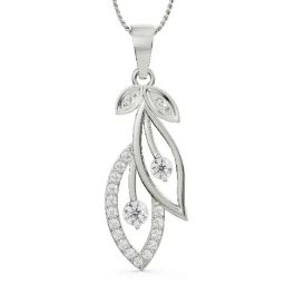 Emori 14k White Gold & Diamond Dewy Leaf Platinum Pendant-image-36