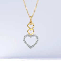 Emori 14k Yellow Gold & Diamond Connected Hearts Pendant-image-87