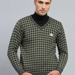 Monte Carlo Green Regular Fit Striped Pullover-image-22