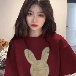 StyleCast Red & Beige Graphic Printed Oversized T-shirt-picture-20
