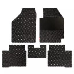 Elegant Luxury Leatherette Black & White Carpet Car Mat Compatible With Maruti New Age Baleno-image-90
