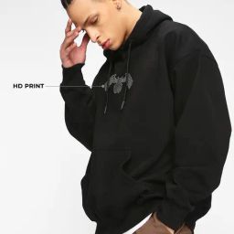 Bewakoof Marvel Merchandise Black Fleece Oversized Fit Graphic Hooded Sweatshirt-image-4