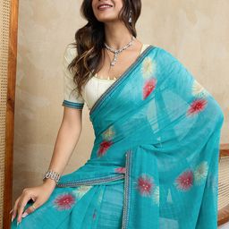 Satrani Embellished Pure Georgette Saree-image-58