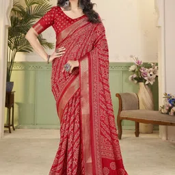 J 6 DESIGNER Bandhani Printed Woven Design Zari Saree-picture-41
