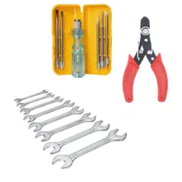 Hillgrove 5-in-1 Multipurpose Neon Bulb Combination Screwdriver Tool Kit, 8 Pcs Double Open Wrench & Wire Cutter Combo, HGCM307M1-22