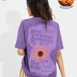 The Souled Store Purple Loose Print T-Shirt-picture-34