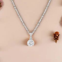 Zavya 925 Sterling Silver Elegant Solitaire Rhodium Plated Pendant with Chain-image-8