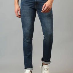 Cantabil Blue Regular Fit Lightly Washed Jeans-image-46