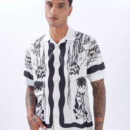 Vestirio Relaxed Seashore Tropical Printed Cuban Collar Shirt-image-79