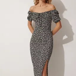Happiness istanbul Animal Print Off-Shoulder Bodycon Midi Dress-image-20