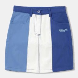 Elle Kids Blue & White Cotton Color Block Skirt-picture-13