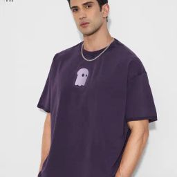 The Souled Store Purple Loose Fit Patchwork T-Shirt-image-23