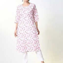 SHOWOFF Pink Cotton Printed 3/4th sleeve Kurta-picture-23