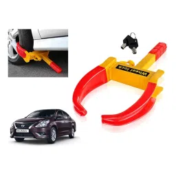 Auto Pearl Adjustable Anti Theft Yellow, Red Wheel Clamp Lock Compatible with Nissan Sunny XE-image-28