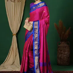 SILKWEAR Ethnic Motifs Zari Silk Cotton Designer Banarasi Saree-picture-33