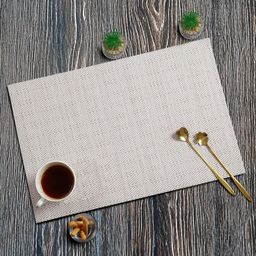 OBSESSIONS 6-Pcs Beige & White Printed Rectangle PVC Waterproof Dining Table Placemats-image-5