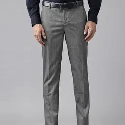 Arrow Men Pinstripe Tapered Fit Formal Trousers-picture-13