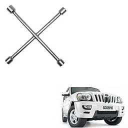 Auto Pearl APA843 Metal 4 Way Car Wheel (17 x 19 mm, 18 x 21 mm) Screws Wrench Cross Spanner for Scorpio-image-94