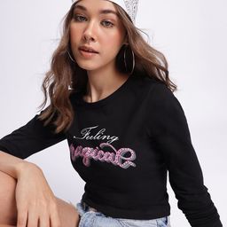 DressBerry Vibe Check Printed Crop Fitted Top-38