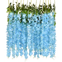 Nutts Turquoise Blue 6 Pieces Hanging Orchid Artificial Flowers-5
