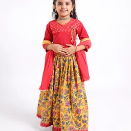 Exclusive from Jaipur Full Sleeves Choli & Lehenga with Dupatta Floral Print - Yellow-picture-32
