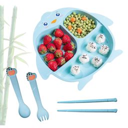 Elecart Eco-Friendly Penguin Design Bamboo Fiber Kids Dinner Set Tableware - Color May Vary-28