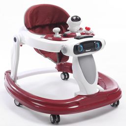 Baby Multifunctional Robotic Shape Adjustable Height Musical Baby Walker - Red-16