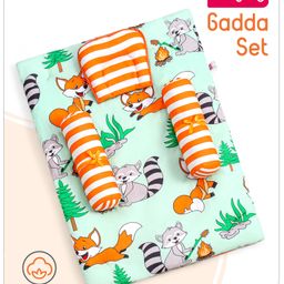 Babyhug Cotton Bedding Set Fox Print- Pista Green-image-27