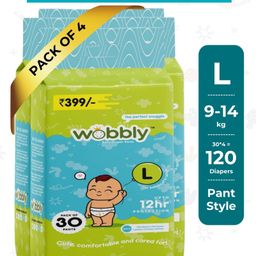 Wobbly Baby Diaper Pants, Large (L) Size - 120 count-27
