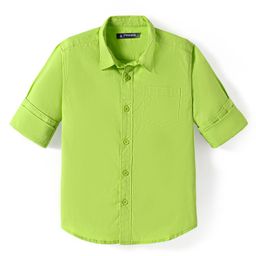 Pine Kids Cotton Woven Full Sleeves Solid Color Shirt - Lime Green-image-57
