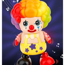 Toysire Musical Clown tumbler doll spin doll 360 degree rotation clown toy with light Plastic Multicolor-23