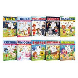 Boys, Girl, Professions, Robot, Hanuman, Krishna and more - Creative Copy to Colour book : Children Coloring Book, Copy and Color Book for Toddlers Ages 3-12 | Pack of 10 Colouring books-1