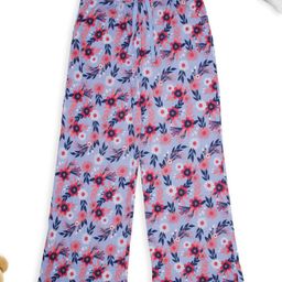 Kiddopanti Cotton Flower Printed Flared Pajama - Light Blue-image-76