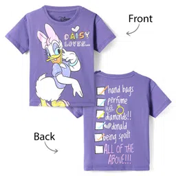Babyhug Disney Single Jersey Half Sleeves Drop Shoulder Front & Back Daisy Graphic T-Shirt - Purple-picture-19