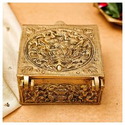 The Advitya Handcrafted Multipurpose Brass Ganesha Storage Box Home Decor Showpiece-image-2