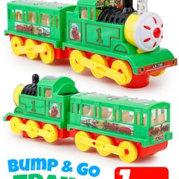 Fiddlerz Train Engine Toy with Universal Wheels 360-Degree Rotation Durable Design for Kids (Green) Age 3 +-7