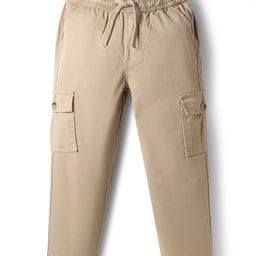 Pine Kids Cotton Elastane Woven Full Length Solid Coloured Cargo Pant - Beige-picture-19