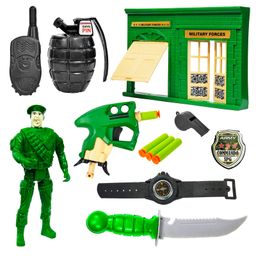 VGRASSP 10 Pcs Army Kit Toy For Kids with Action Figure - Pretend Play Soldier Set with Foam Dart Gun, Military Camp & Accessories - Color May Vary-14