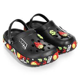 HOPPA SWEDEN Basketball Designed Perforated Clogs With Charms - Black-picture-17