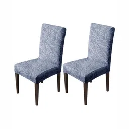 HOUSE OF QUIRK Navy-Blue 2 Pieces Floral Waterproof Dining Chair Covers-image-58