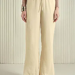 Moda Rapido Women Solid Relaxed Straight Leg Easy Wash Trousers-picture-22