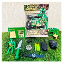 VGRASSP 10 Pcs Army Kit Toy For Kids with Action Figure - Pretend Play Soldier Set with Foam Dart Gun, Military Camp & Accessories - Color May Vary image 2