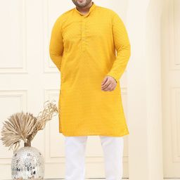 SOJANYA PLUS Men Floral Embroidered Regular Pure Cotton Kurta with Pyjamas-34