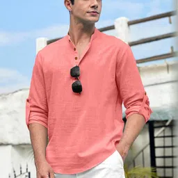 Fifth U Men Peach Kurta-image-66